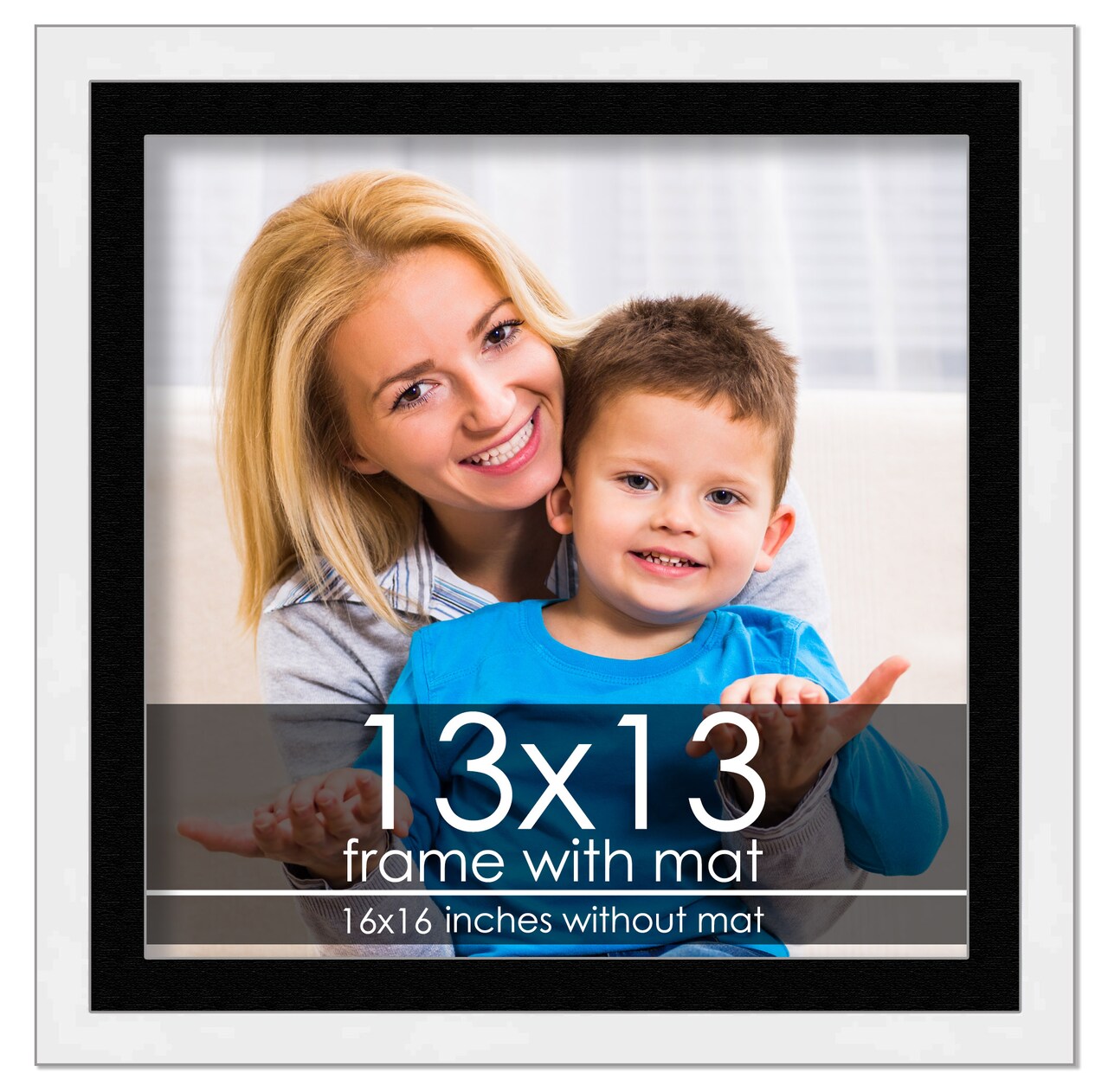 Modern White Frame with Black Photo Mat, UV Acrylic Front, Foam Board Backing, 60 Sizes Available